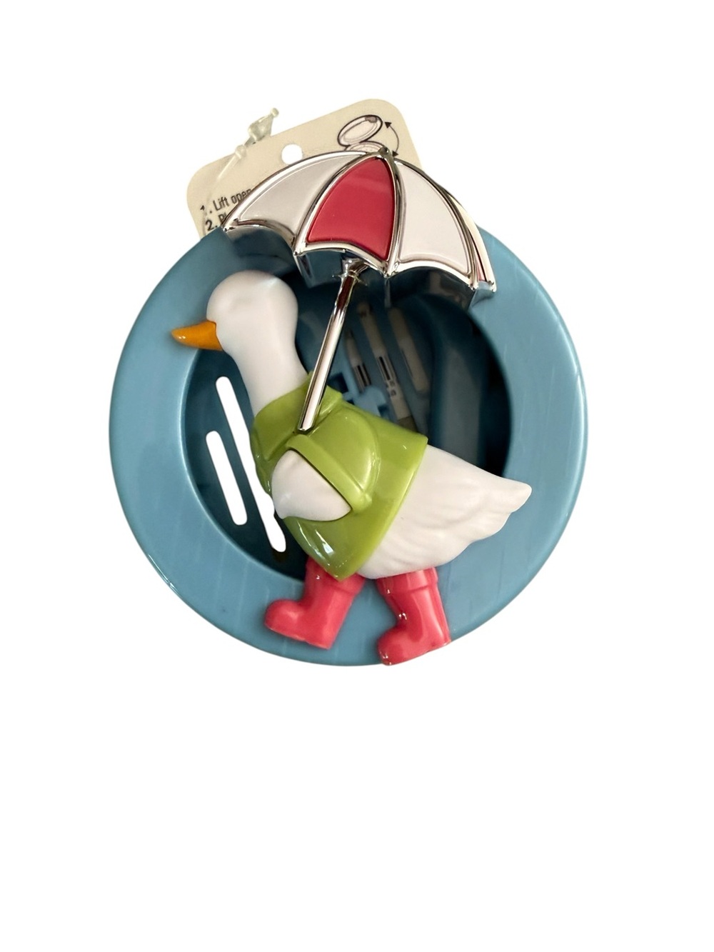 NEW Bath & Body Works SILLY GOOSE Car Fragrance Holder Blue with Pink Umbrella